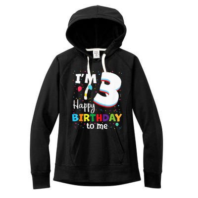 Three 3yr 3th Birthday Happy Birthday 3 Years Old Women's Fleece Hoodie