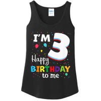 Three 3yr 3th Birthday Happy Birthday 3 Years Old Ladies Essential Tank