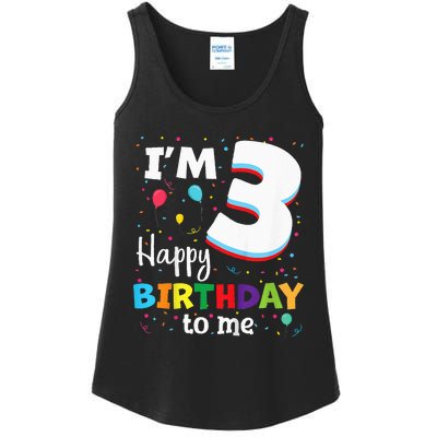 Three 3yr 3th Birthday Happy Birthday 3 Years Old Ladies Essential Tank