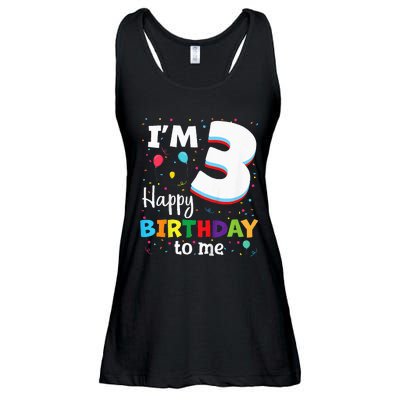 Three 3yr 3th Birthday Happy Birthday 3 Years Old Ladies Essential Flowy Tank