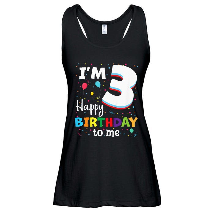 Three 3yr 3th Birthday Happy Birthday 3 Years Old Ladies Essential Flowy Tank