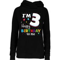 Three 3yr 3th Birthday Happy Birthday 3 Years Old Womens Funnel Neck Pullover Hood