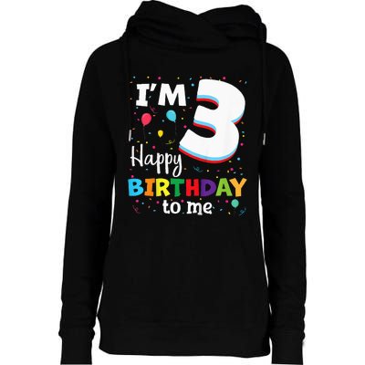 Three 3yr 3th Birthday Happy Birthday 3 Years Old Womens Funnel Neck Pullover Hood