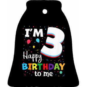 Three 3yr 3th Birthday Happy Birthday 3 Years Old Ceramic Bell Ornament