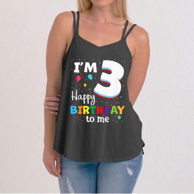 Three 3yr 3th Birthday Happy Birthday 3 Years Old Women's Strappy Tank