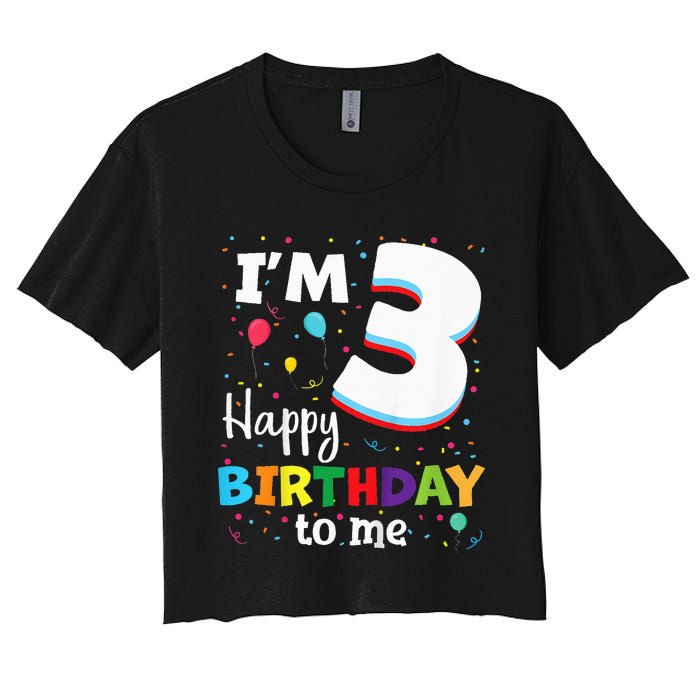 Three 3yr 3th Birthday Happy Birthday 3 Years Old Women's Crop Top Tee