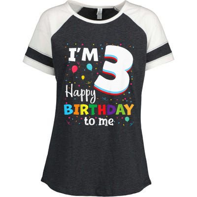 Three 3yr 3th Birthday Happy Birthday 3 Years Old Enza Ladies Jersey Colorblock Tee