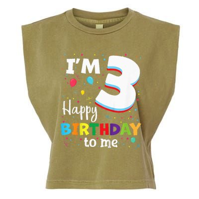 Three 3yr 3th Birthday Happy Birthday 3 Years Old Garment-Dyed Women's Muscle Tee