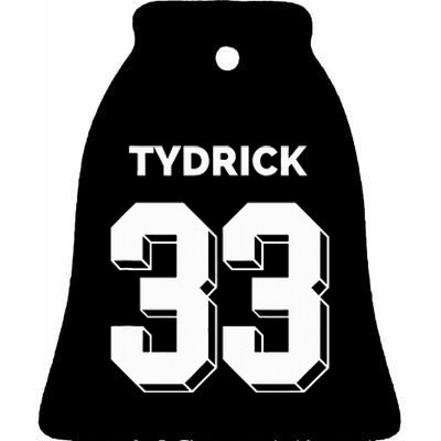 Tydrick 33 Football Sports Game Day Athletic Player Ceramic Bell Ornament