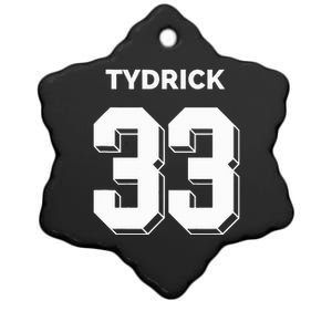 Tydrick 33 Football Sports Game Day Athletic Player Ceramic Star Ornament