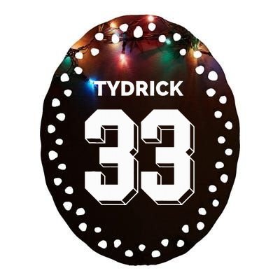 Tydrick 33 Football Sports Game Day Athletic Player Ceramic Oval Ornament