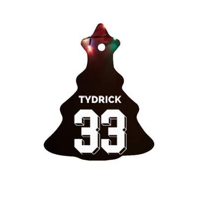 Tydrick 33 Football Sports Game Day Athletic Player Ceramic Tree Ornament