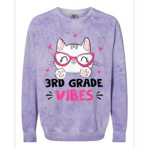 Third 3rd Grade Vibes Back to School Cute Cat Cute For Girls Colorblast Crewneck Sweatshirt