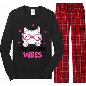 Third 3rd Grade Vibes Back to School Cute Cat Cute For Girls Long Sleeve Pajama Set