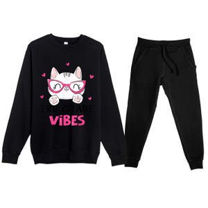 Third 3rd Grade Vibes Back to School Cute Cat Cute For Girls Premium Crewneck Sweatsuit Set