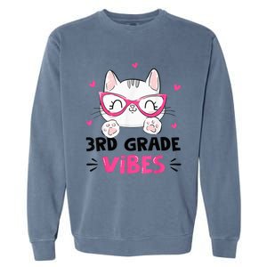 Third 3rd Grade Vibes Back to School Cute Cat Cute For Girls Garment-Dyed Sweatshirt