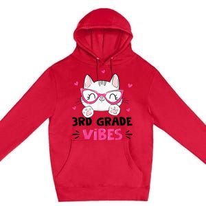 Third 3rd Grade Vibes Back to School Cute Cat Cute For Girls Premium Pullover Hoodie