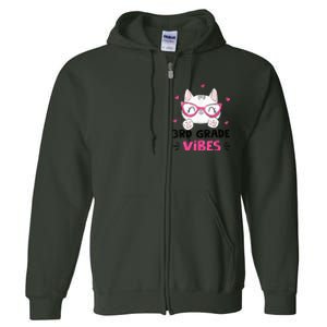 Third 3rd Grade Vibes Back to School Cute Cat Cute For Girls Full Zip Hoodie