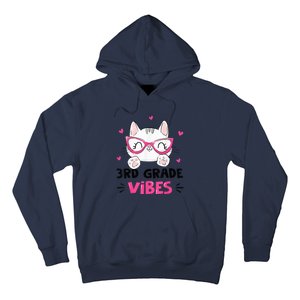 Third 3rd Grade Vibes Back to School Cute Cat Cute For Girls Hoodie