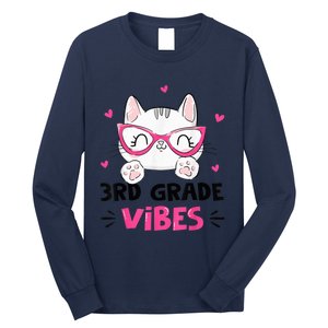 Third 3rd Grade Vibes Back to School Cute Cat Cute For Girls Long Sleeve Shirt