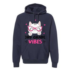 Third 3rd Grade Vibes Back to School Cute Cat Cute For Girls Premium Hoodie