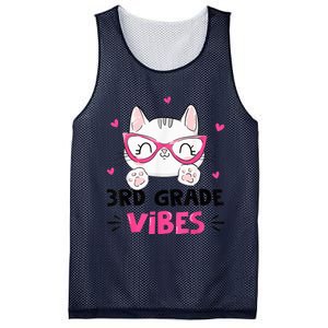 Third 3rd Grade Vibes Back to School Cute Cat Cute For Girls Mesh Reversible Basketball Jersey Tank