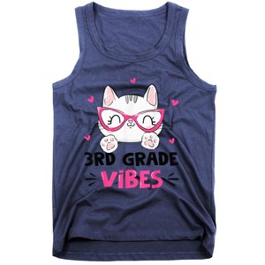 Third 3rd Grade Vibes Back to School Cute Cat Cute For Girls Tank Top