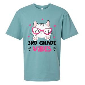 Third 3rd Grade Vibes Back to School Cute Cat Cute For Girls Sueded Cloud Jersey T-Shirt