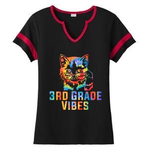 Third 3rd Grade Vibes Back To School Cat Kitty Girl Tie Dye Gift Ladies Halftime Notch Neck Tee