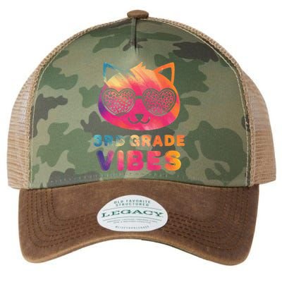 Third 3rd Grade Vibes Colorful Cat Kitty Leopard Eyes Legacy Tie Dye Trucker Hat