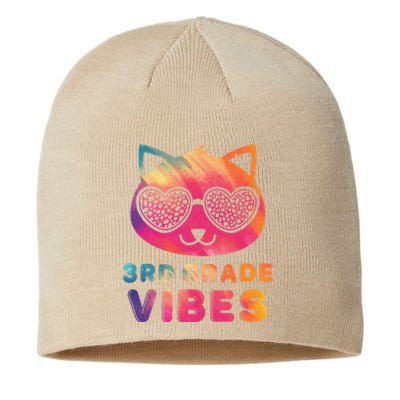 Third 3rd Grade Vibes Colorful Cat Kitty Leopard Eyes Sustainable Beanie