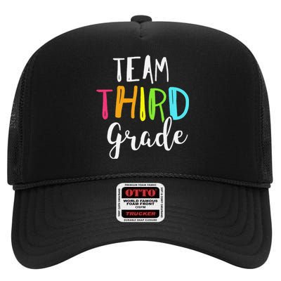 Team 3rd Third Grade Teacher Back To School High Crown Mesh Back Trucker Hat