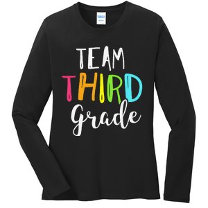 Team 3rd Third Grade Teacher Back To School Ladies Long Sleeve Shirt