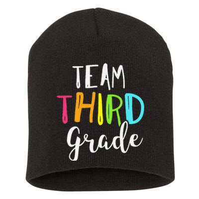 Team 3rd Third Grade Teacher Back To School Short Acrylic Beanie