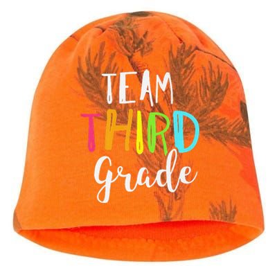 Team 3rd Third Grade Teacher Back To School Kati - Camo Knit Beanie