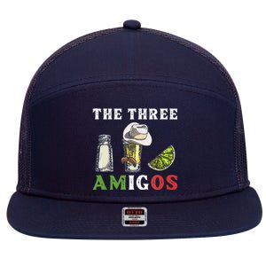 The 3 Three Amigos Funny Salt Tequila & Lime Fiesta 7 Panel Mesh Trucker Snapback Hat