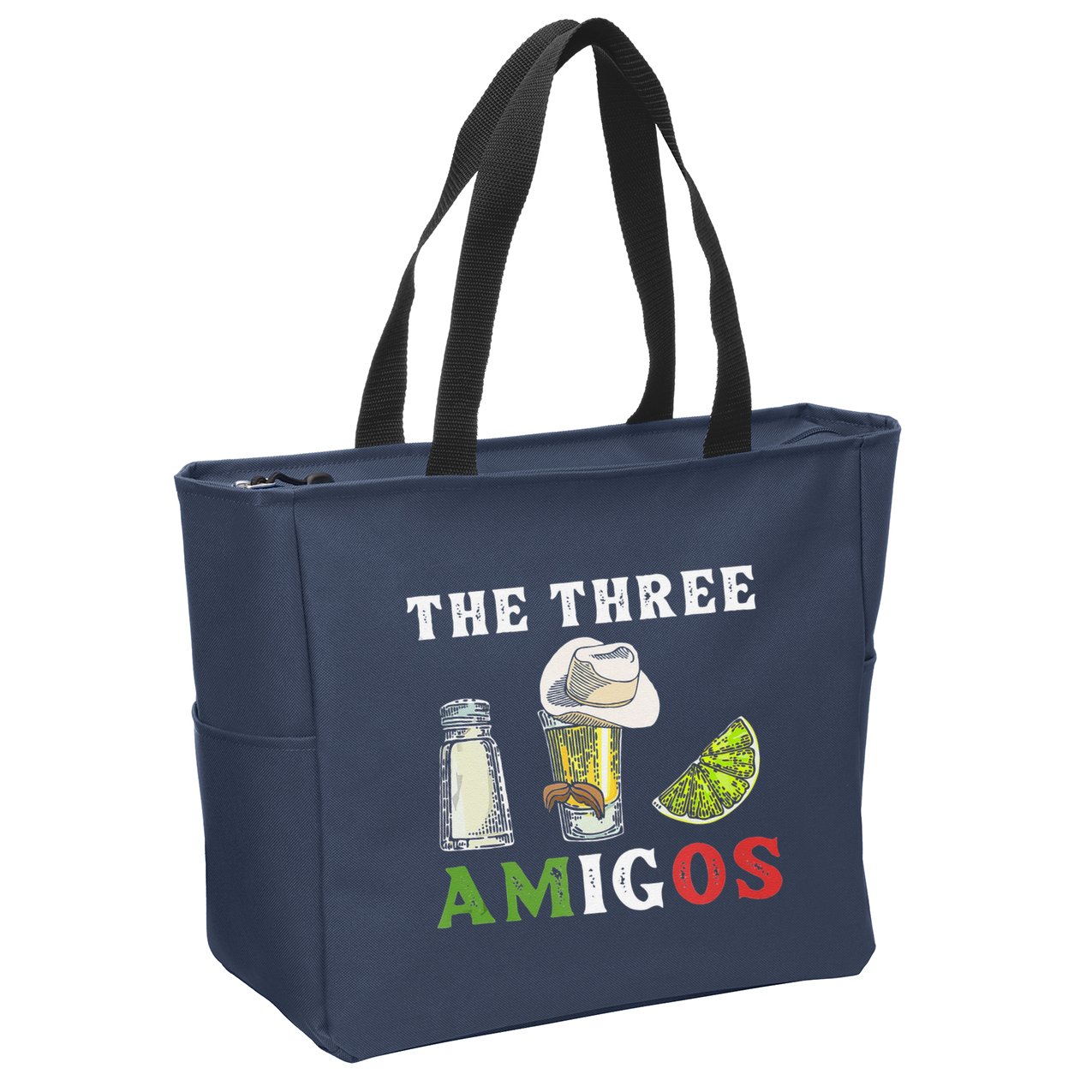 The 3 Three Amigos Funny Salt Tequila & Lime Fiesta Zip Tote Bag