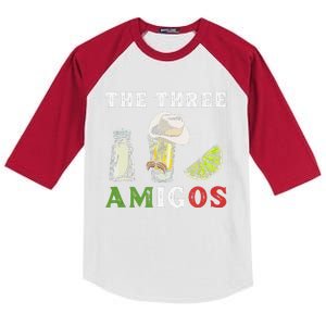 The 3 Three Amigos Funny Salt Tequila & Lime Fiesta Kids Colorblock Raglan Jersey