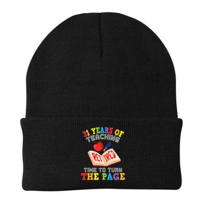 Teacher 31 Years Of Teaching Retired Time To Turn The Page Knit Cap Winter Beanie