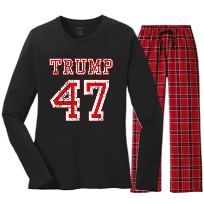 Trump 47 2024 Election Republican Conservative Wo Women's Long Sleeve Flannel Pajama Set 