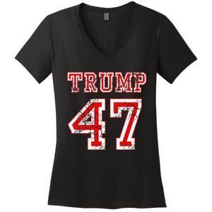 Trump 47 2024 Election Republican Conservative Wo Women's V-Neck T-Shirt