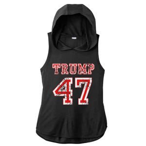 Trump 47 2024 Republican Conservative Women Ladies PosiCharge Tri-Blend Wicking Draft Hoodie Tank