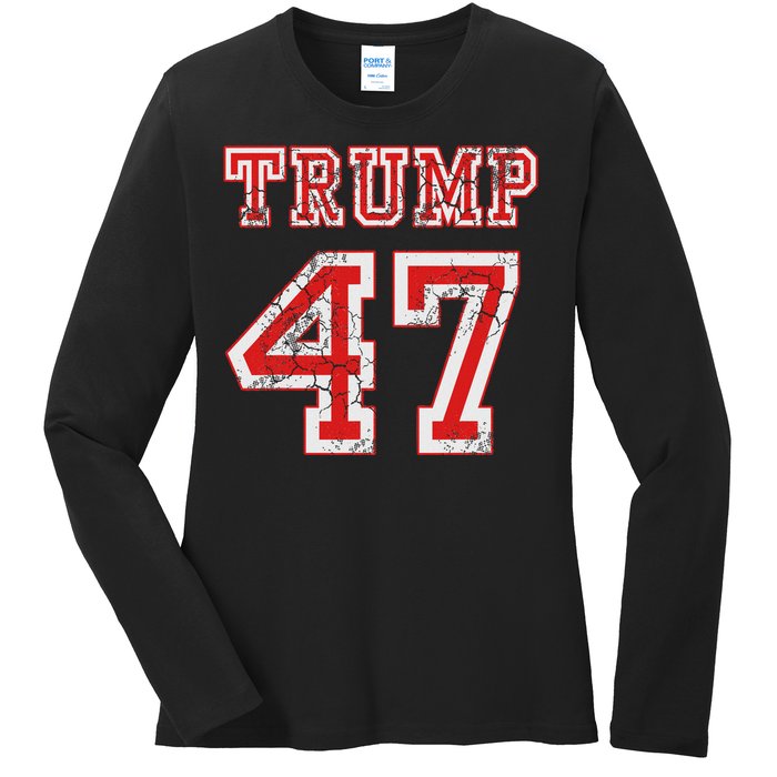 Trump 47 2024 Republican Conservative Women Ladies Long Sleeve Shirt