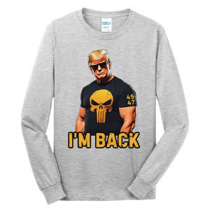 Trump 45 47 IM Back Orange Skull Inauguration 2025 Maga Tall Long Sleeve T-Shirt