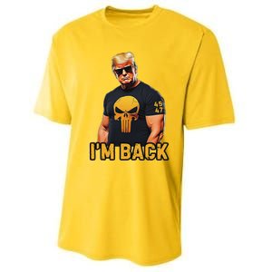 Trump 45 47 IM Back Orange Skull Inauguration 2025 Maga Performance Sprint T-Shirt