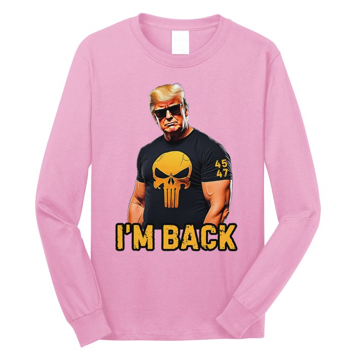 Trump 45 47 IM Back Orange Skull Inauguration 2025 Maga Long Sleeve Shirt