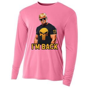 Trump 45 47 IM Back Orange Skull Inauguration 2025 Maga Cooling Performance Long Sleeve Crew