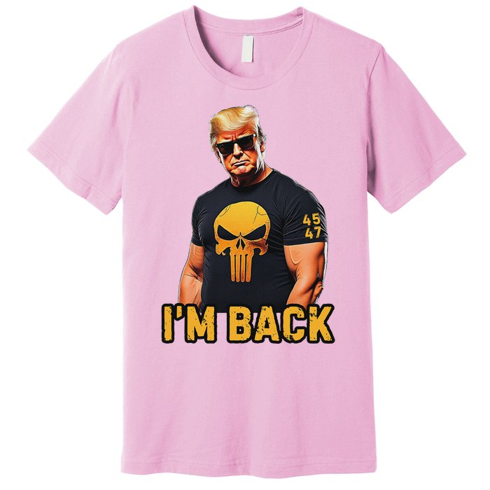 Trump 45 47 IM Back Orange Skull Inauguration 2025 Maga Premium T-Shirt