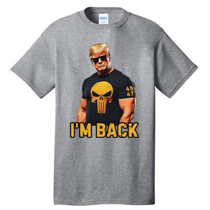 Trump 45 47 IM Back Orange Skull Inauguration 2025 Maga Tall T-Shirt