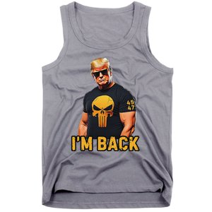 Trump 45 47 IM Back Orange Skull Inauguration 2025 Maga Tank Top